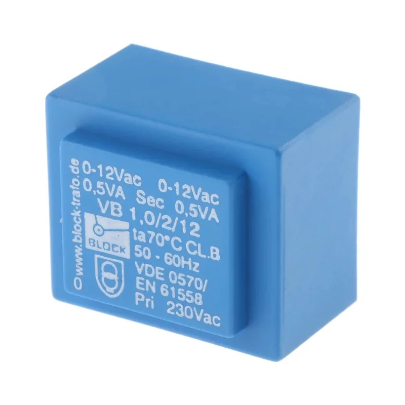 Block PCB Transformer 6 to 2 x 24 V AC 2 Output Pin, 3.2 VA Power, VB Series VB 1.0/2/12