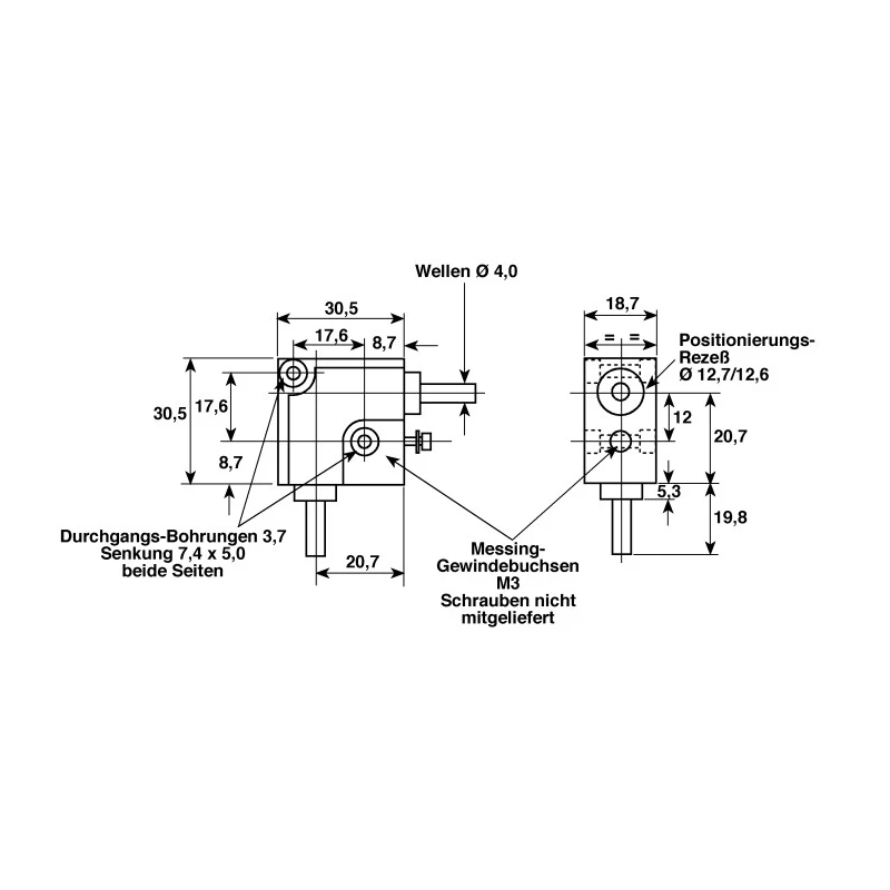 Huco Type L Gearbox 1:1 Gear Ratio, 0.11 Nm Maximum Torque, 1000 rpm Maximum Speed 332.31.3