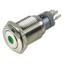 Bulgin Illuminated Push Button Switch Panel Mount DPDT 16.2 mm Cutout Green LED Latching MP0045