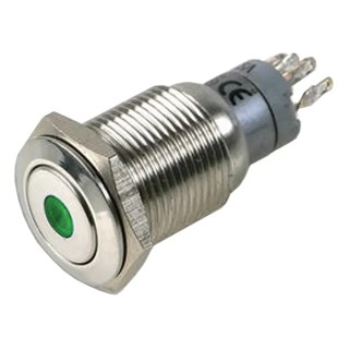 Bulgin Illuminated Push Button Switch Panel Mount DPDT 16.2 mm Cutout Green LED Latching MP0045