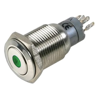 Bulgin Illuminated Push Button Switch Panel Mount DPDT 16.2 mm Cutout Green LED Latching MP0045