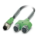 Phoenix Contact Sensor Actuator Cable Male 4 Way M12 to Female 4 Way M12 x 2, Polyurethane Jacket, 600 mm Length 1436217