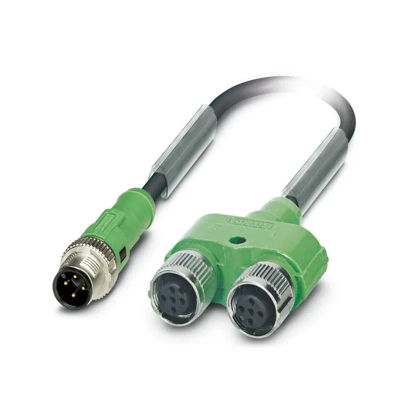 Phoenix Contact Sensor Actuator Cable Male 4 Way M12 to Female 4 Way M12 x 2, Polyurethane Jacket, 600 mm Length 1436217