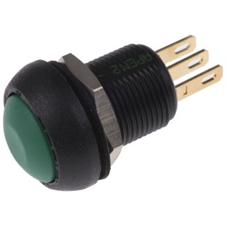 APEM IM Series Green Momentary Push Button Switch, Panel Mount, 13.6 mm Cutout, SPDT, IP67, 28 V dc IMR7Z432UL