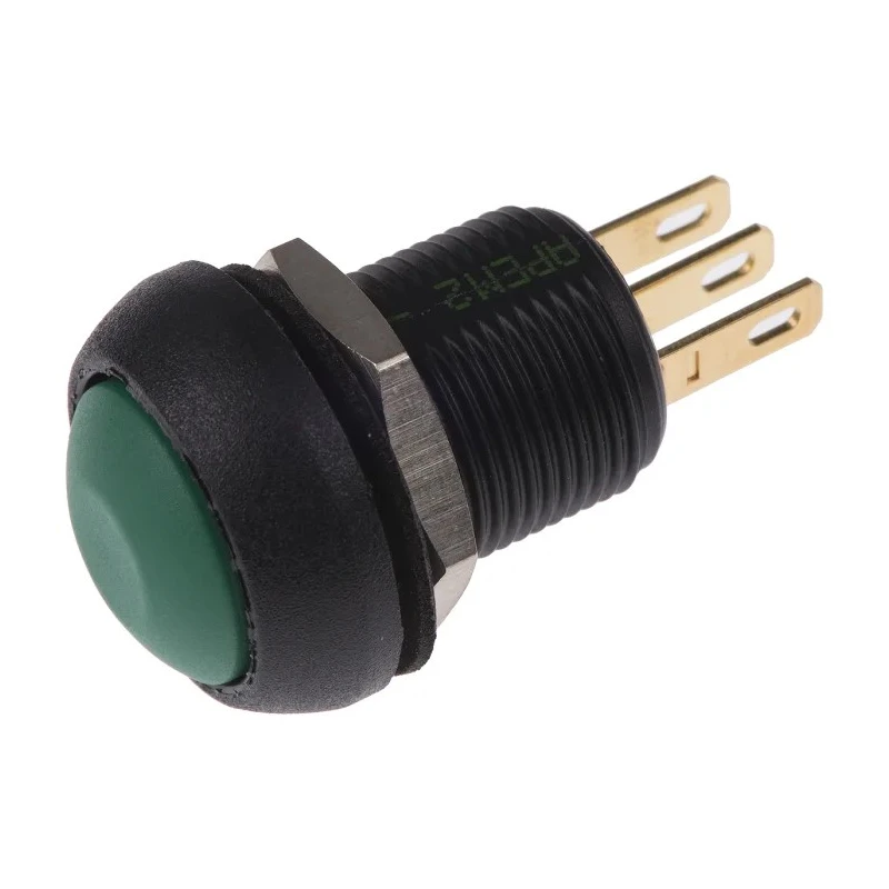 APEM IM Series Green Momentary Push Button Switch, Panel Mount, 13.6 mm Cutout, SPDT, IP67, 28 V dc IMR7Z432UL