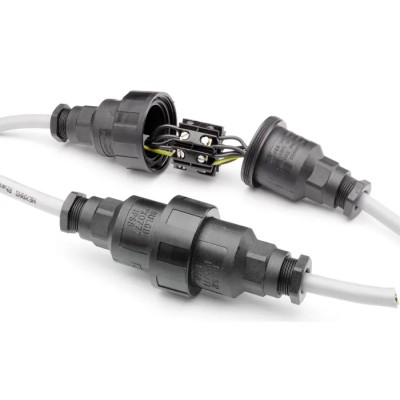 Bulgin Sealed In-Line Cable Joiner 4 Pole 10A 250V AC IP68 Rating 