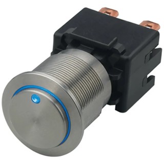Schurter MSM 19 Series Illuminated Push Button Switch, Latching, Panel Mount, 19.1 mm Cutout, SPST, Blue 1241.6823.1114000
