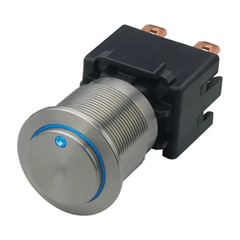 Schurter MSM 19 Series Illuminated Push Button Switch, Latching, Panel Mount, 19.1 mm Cutout, SPST, Blue 1241.6823.1114000