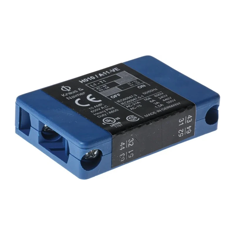 Kraus & Naimer Auxiliary Contact Block 2 Contacts 1 NO/1 NC 63A 690V DIN Rail Mount K1.H010*GBA001