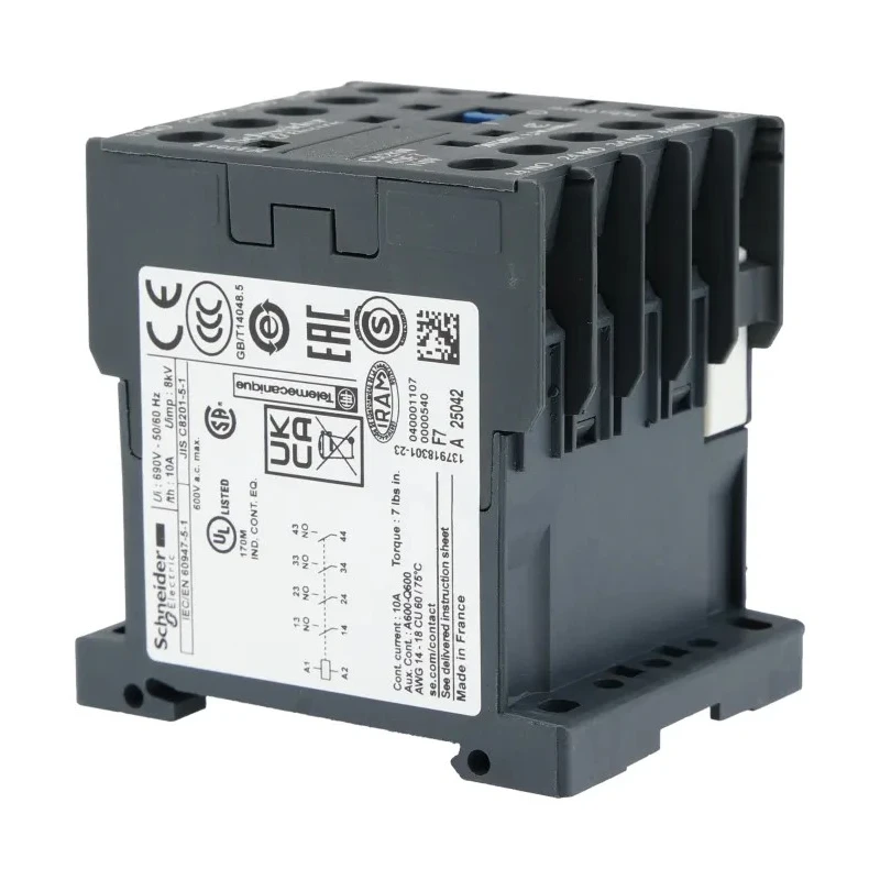 Schneider Electric TeSyS CA 4-Pole Contactor, 110V AC Coil Voltage, 10A Current, 4 NO Contacts CA2KN40F7