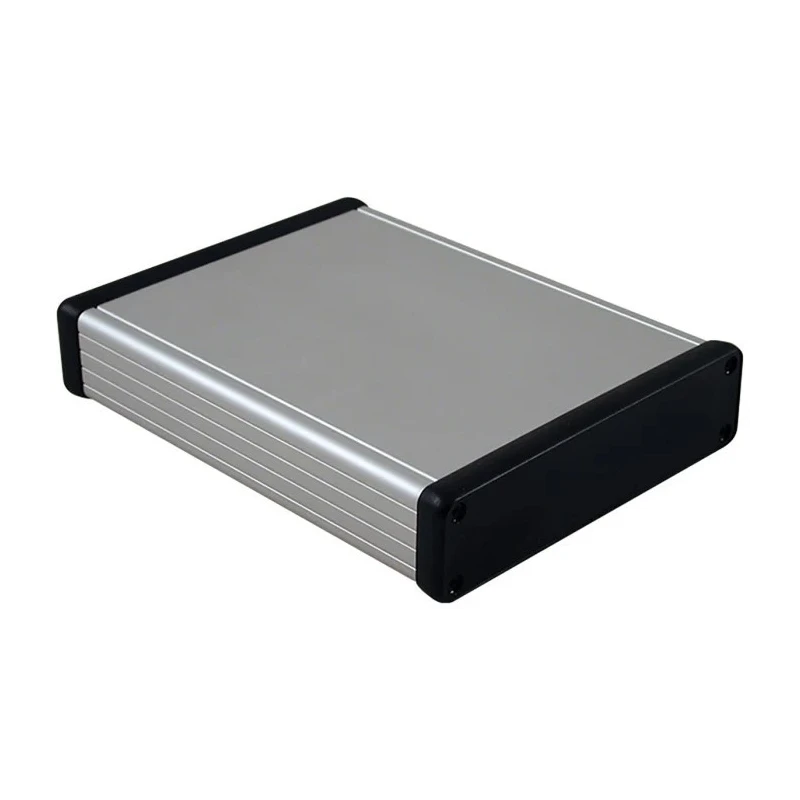 Hammond 1455 Series Silver Black Lid Aluminium Enclosure IP54 51.5 mm x 220 mm x 165 mm 