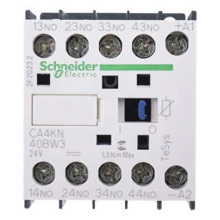 Schneider Electric TeSyS CA Electromagnetic Contactor 24V dc Coil 4-Pole 10A Contact Current CA4KN40BW3 24V dc Coil