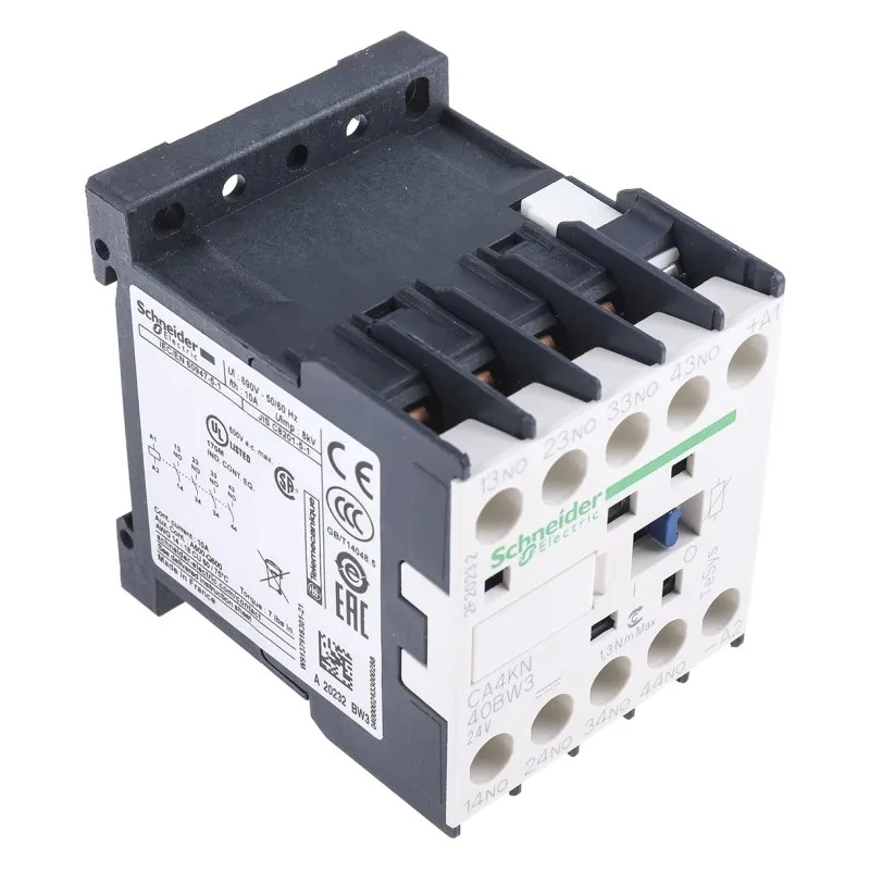 Schneider Electric TeSyS CA Electromagnetic Contactor 24V dc Coil 4-Pole 10A Contact Current CA4KN40BW3 24V dc Coil