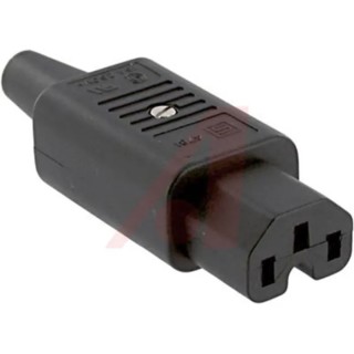 Schurter C15 Straight Cable IEC Connector, Male, 15A, 250V, Screw Termination, Model 4781.0100