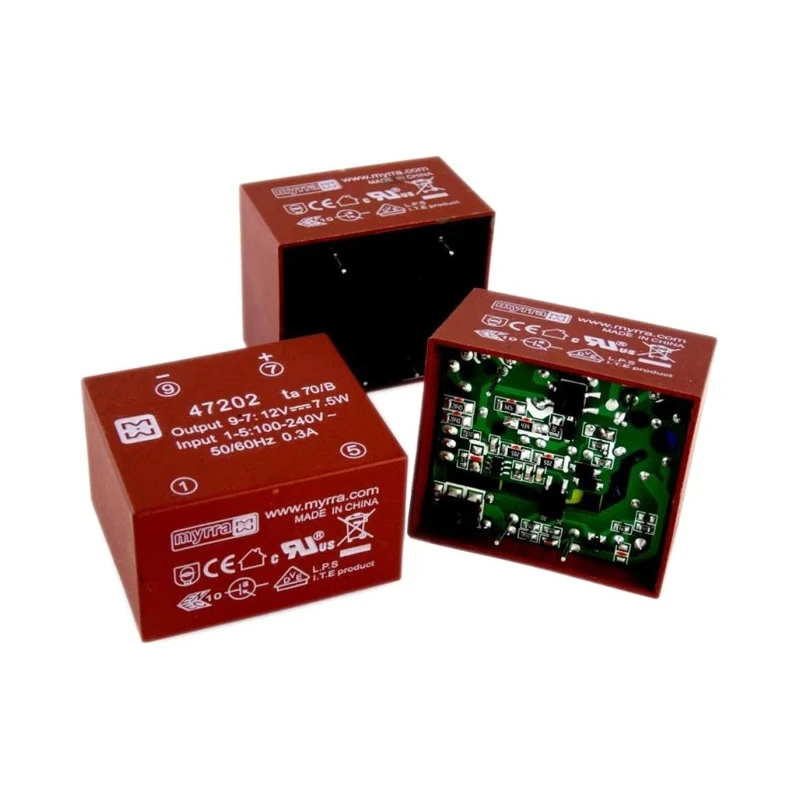 Myrra 9 V 5 Output Through Hole PCB Transformer, 7.5W Power, ENEC, RoHS, VDC, CE, UL Certified 47201