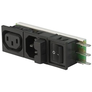 Schurter C14F Straight Snap-in IEC Connector, 250V, 10A, Fuse Size 5 x 20 mm 6432.0153.15