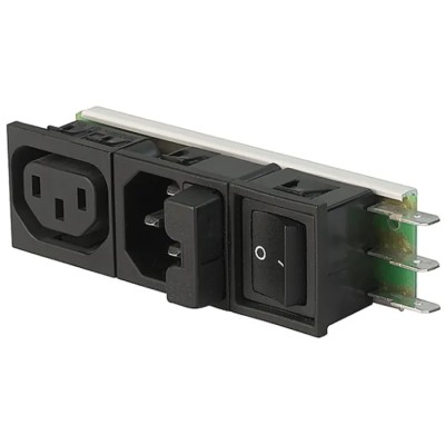 Schurter C14F Straight Snap-in IEC Connector, 250V, 10A, Fuse Size 5 x 20 mm 6432.0153.15