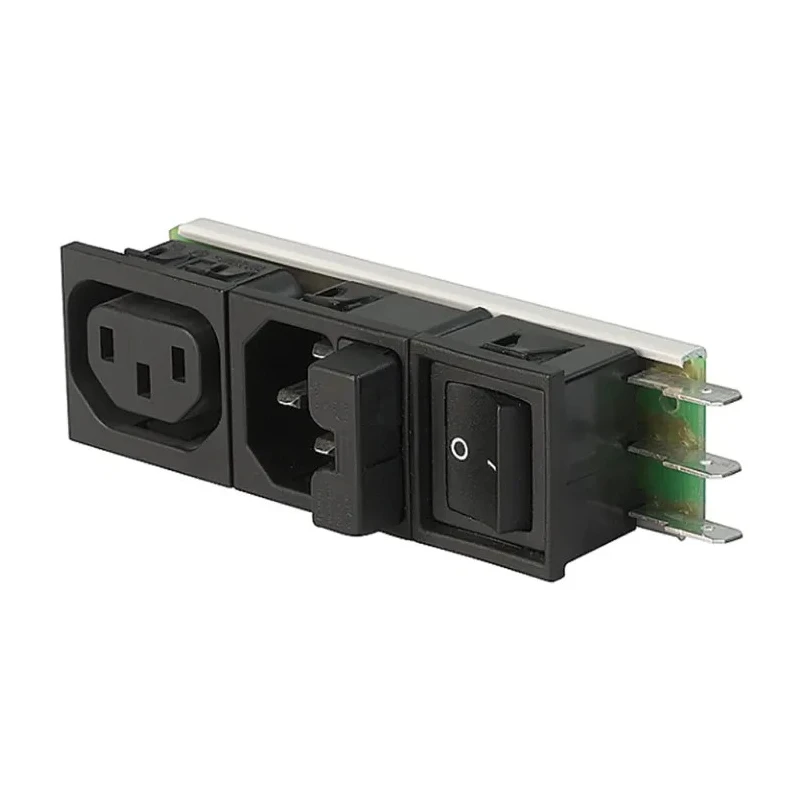 Schurter C14F Straight Snap-in IEC Connector, 250V, 10A, Fuse Size 5 x 20 mm 6432.0153.15