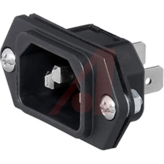 Schurter C14 Straight Panel Mount IEC Connector, 250V, 15A, Female Quick Connect 6100.3300.33