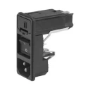 Schurter Snap-in C14 IEC Connector Female 10A, 125/250V, Straight Orientation, Quick Connect, Fuse Size 5x20 mm KD14.1101.109
