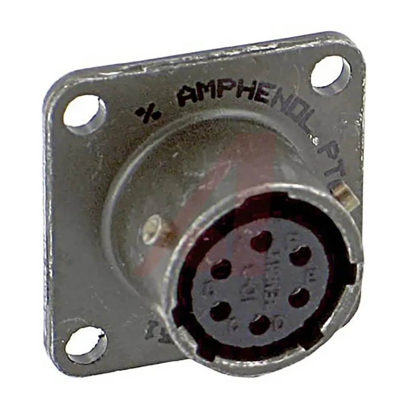 Amphenol Industrial PT Copper Alloy Straight 6 Way Panel Mount MIL Spec Circular Connector Female 1kV AC PT02A-10-6S