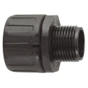 Flexicon Black Polyamide 66 Conduit Fitting, 42 mm Nominal Size, M40 Thread, IP66 Rated FPA42-M40B