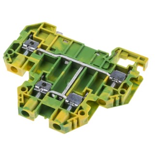 RS PRO Earth Terminal Block Yellow Green 0.2mm² to 6 mm² 2-Level Screw Termination 872-4805