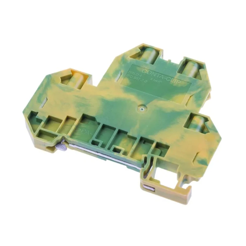 RS PRO Earth Terminal Block Yellow Green 0.2mm² to 6 mm² 2-Level Screw Termination 872-4805