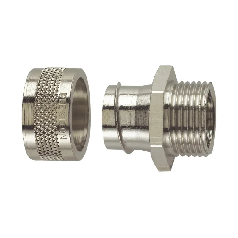 Flexicon Nickel Plated Brass Conduit Fitting, 40 mm Nominal Size, M40 Thread, IP54 Rated FSU40-M40-M