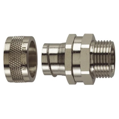 Flexicon Nickel Plated Brass Conduit Fitting, 16 mm Nominal Size, M20 Thread Size, IP54 Rated FSU16-M20-S
