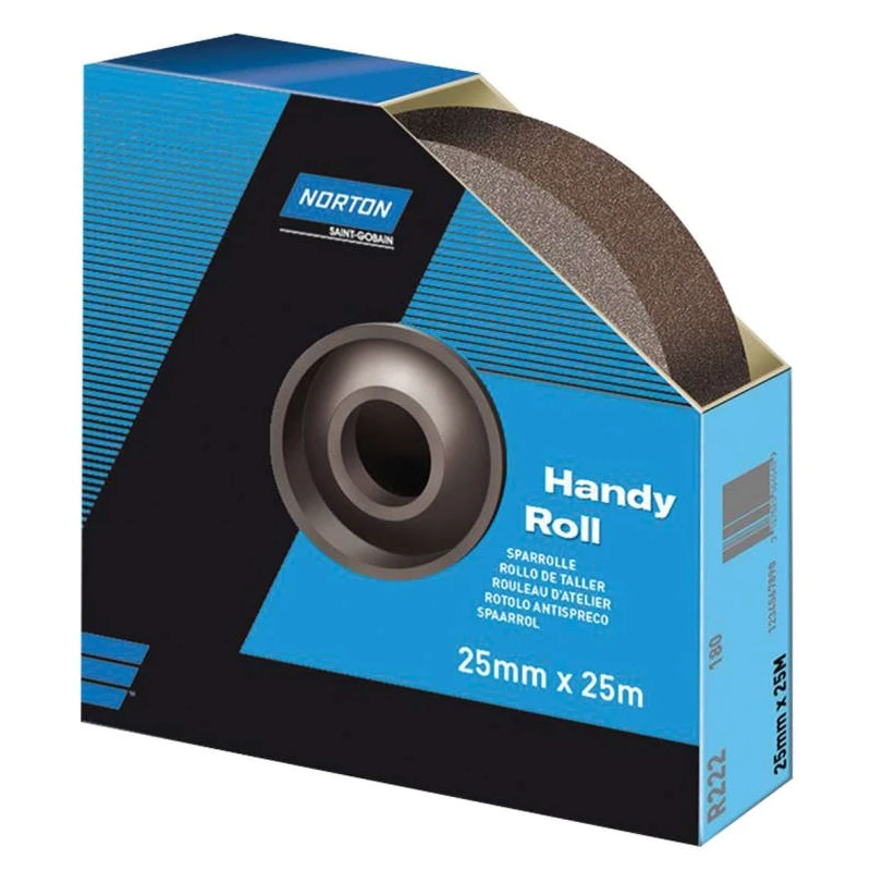 Norton Aluminium Oxide Abrasive Paper Cloth Roll 25 m Length 25 mm Width P150 Grit Very Fine Grade 63642531808