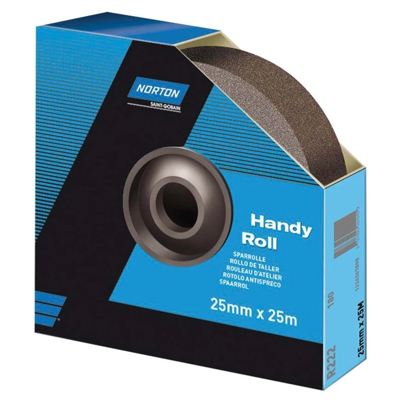Norton Aluminium Oxide Abrasive Paper Cloth Roll 25m Length 50mm Width P60 Grit Medium Grade 63642531825