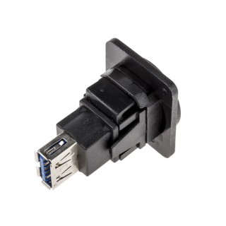 RS PRO USB Connector Panel Mount Female 1 Port USB Type B to A USB 3.0 874-1239