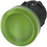 Siemens Green Pilot Light Head, 22 mm Cutout, Panel Mount, IP69K, SIRIUS ACT 3SU10 Series 3SU1001-6AA40-0AA0