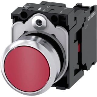 Siemens SIRIUS ACT 3SU11 Series Push Button Complete Unit, Panel Mount, 22 mm Cutout Red, SPST, IP66 3SU1150-0AB20-1CA0