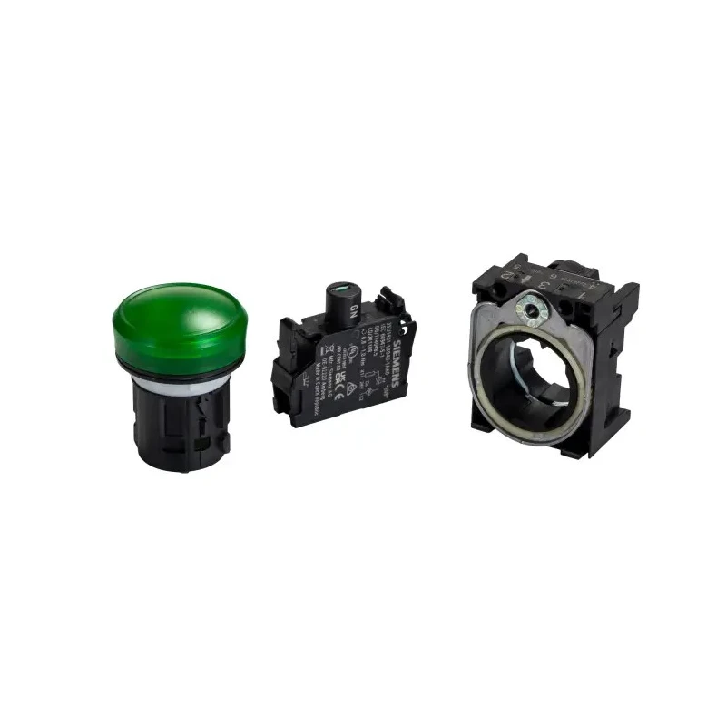 Siemens Panel Mount Green LED Pilot Light SIRIUS ACT 3SU11 22 mm Cutout 24V IP20 Round 3SU1102-6AA40-1AA0