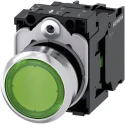 Siemens SIRIUS ACT 3SU11 Series Illuminated Push Button Complete Unit, Panel Mount, 22 mm Cutout, Green 3SU1152-0AB40-1BA0