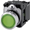 Siemens SIRIUS ACT 3SU11 Series Illuminated Push Button Complete Unit, Panel Mount, 22 mm Cutout, Green 3SU1152-0AB40-1BA0