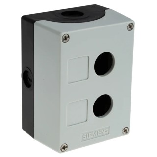 Siemens Grey Plastic SIRIUS ACT Push Button Enclosure, 2 Hole 22 mm Diameter, 85x114x64 mm 3SU1802-0AA00-0AB1