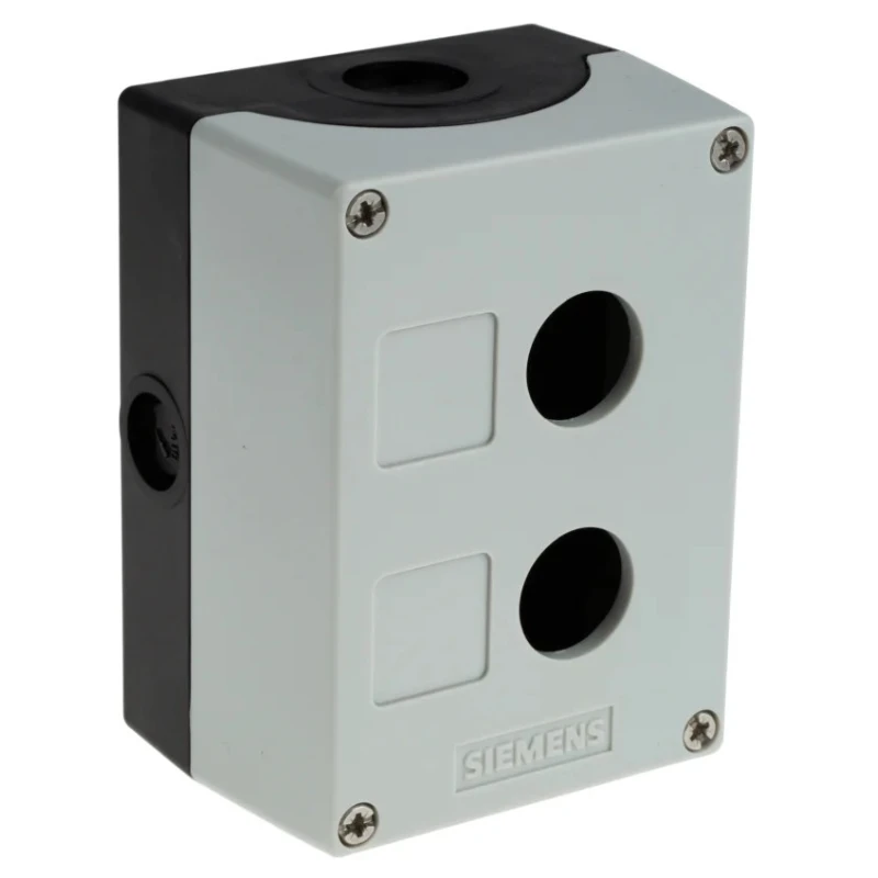 Siemens Grey Plastic SIRIUS ACT Push Button Enclosure, 2 Hole 22 mm Diameter, 85x114x64 mm 3SU1802-0AA00-0AB1