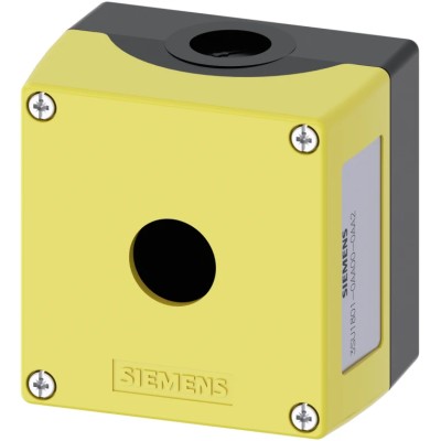 Siemens Yellow Plastic SIRIUS ACT 3SU18 Push Button Enclosure 1 Hole 22mm Diameter 3SU1801-0AA00-0AA2