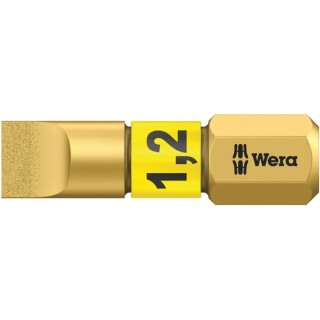 Wera Screwdriver Bit, 1/4 in Tip, Hex Drive, 25 mm Overall Length, Blade Width 6.5 mm, Blade Thickness 1.2 mm 05056176001