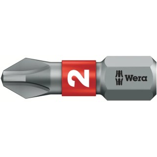 Wera Screwdriver Bit 25 mm Tip PH2 Chrome Plated Stainless Steel 1-Piece 05056422001