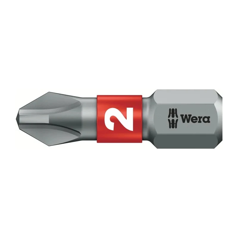 Wera Screwdriver Bit 25 mm Tip PH2 Chrome Plated Stainless Steel 1-Piece 05056422001