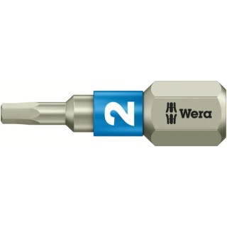 Wera Hex Screwdriver Bit Stainless Steel 2 mm Size, 6.35 mm Hex Drive, 25 mm Length 05071071001