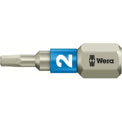 Wera Hex Screwdriver Bit Stainless Steel 2 mm Size, 6.35 mm Hex Drive, 25 mm Length 05071071001