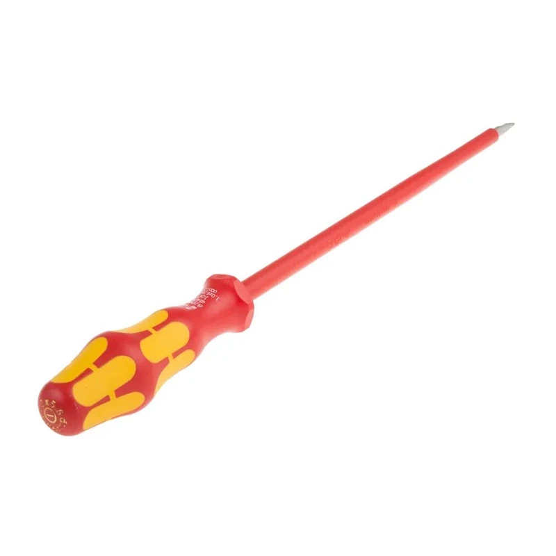 Wera Insulated Screwdriver, 200 mm Blade VDE 1000V Approved, Chrome Plated Stainless Steel Blade, Ergonomic Grip 05006121001