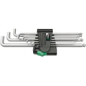 Wera 9 piece L Metric Hex Key Set, Hex Size 1.5 to 10 mm, Chrome-Plated, Hex Ball End, DIN 912 05073594001