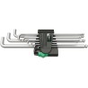 Wera 9 piece L Metric Hex Key Set, Hex Size 1.5 to 10 mm, Chrome-Plated, Hex Ball End, DIN 912 05073594001