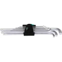 Wera 9 piece L Metric Hex Key Set, Hex Size 1.5 to 10 mm, Chrome-Plated, Hex Ball End, DIN 912 05073594001